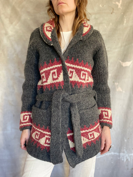 70s Shawl Collar Wrap Sweater