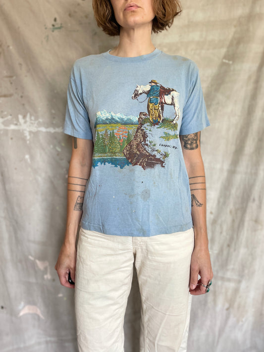 80s Cowboy With Horse Casper Wyoming Tee