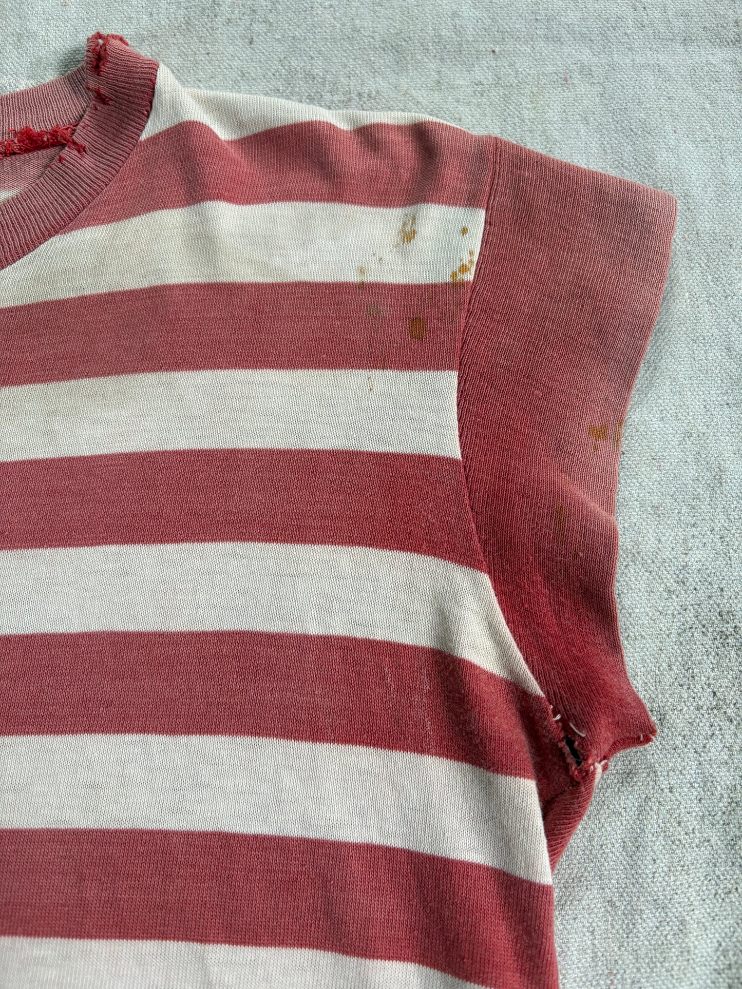 Vintage 50s Faded Red And White Stripe Tee