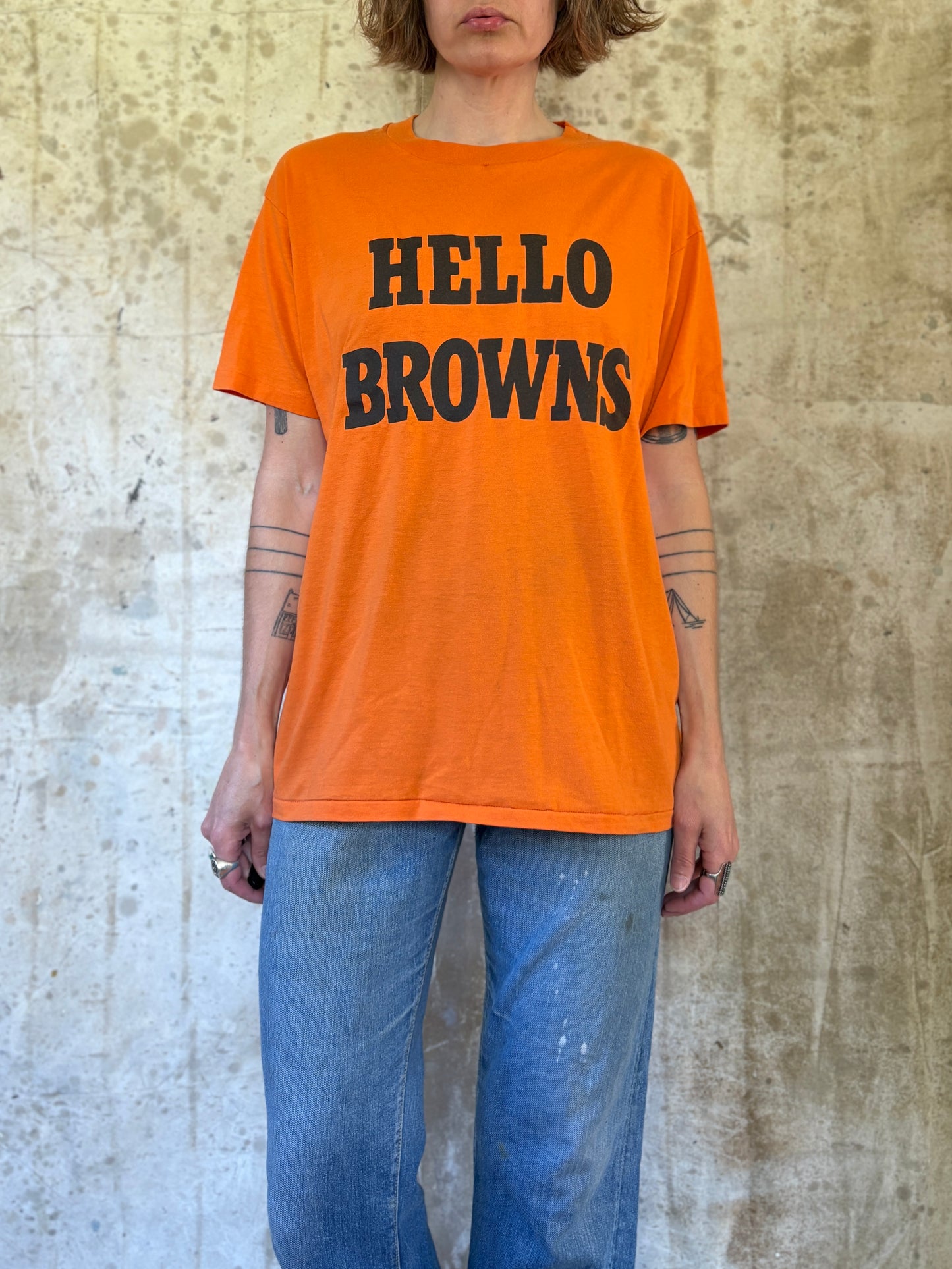 Vintage 80s Hello Browns Goodbye Steelers Tee