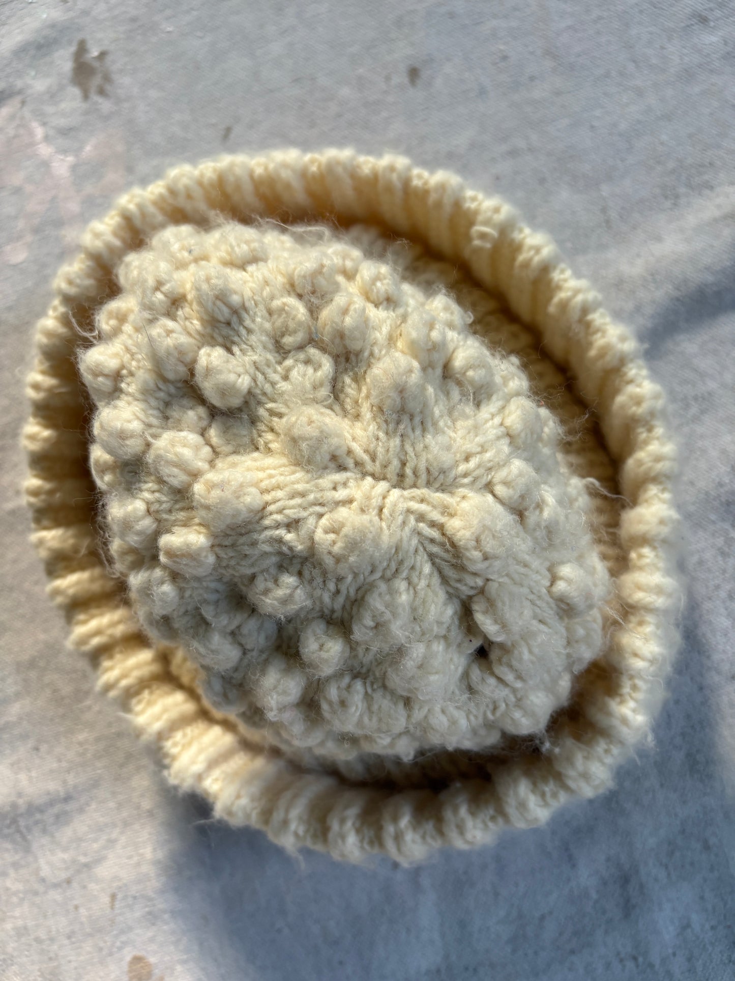 Ecru Popcorn Knit Beanie