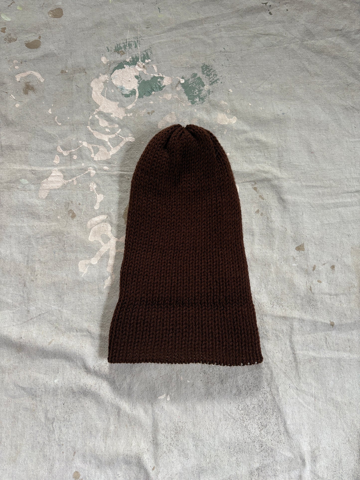 90s Hand Knit Reversible Chocolate Brown And Ecru Beanie