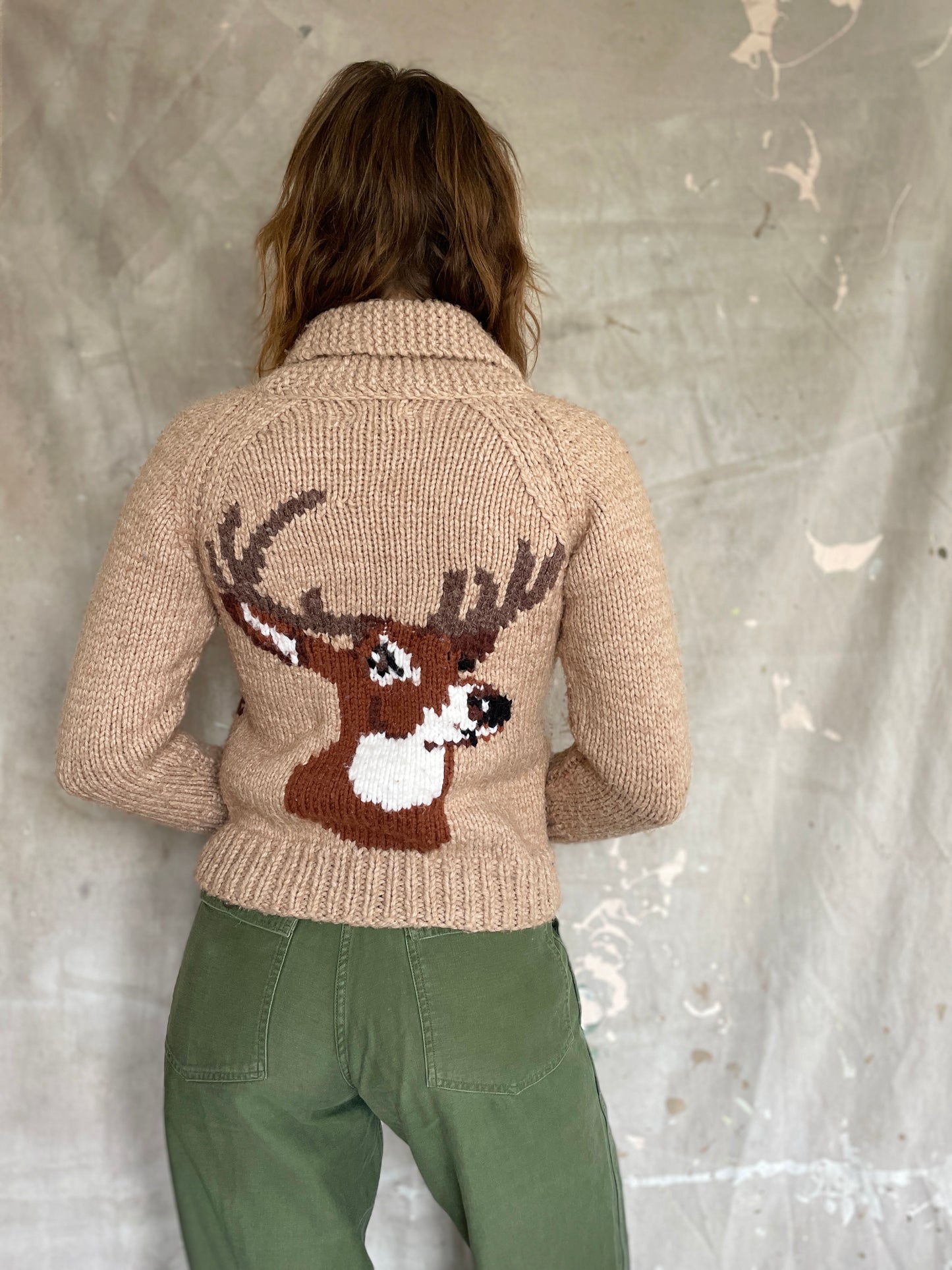 70s Handknit Deer Sweater