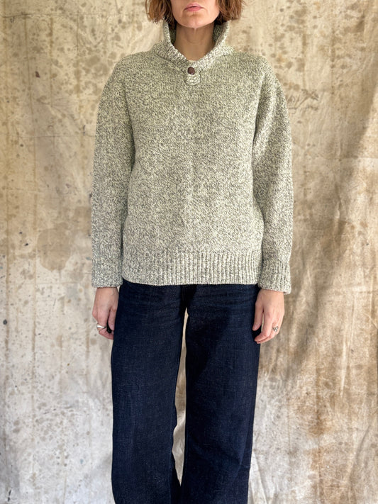 80s Speckled Gray Shawl Collar Sweater
