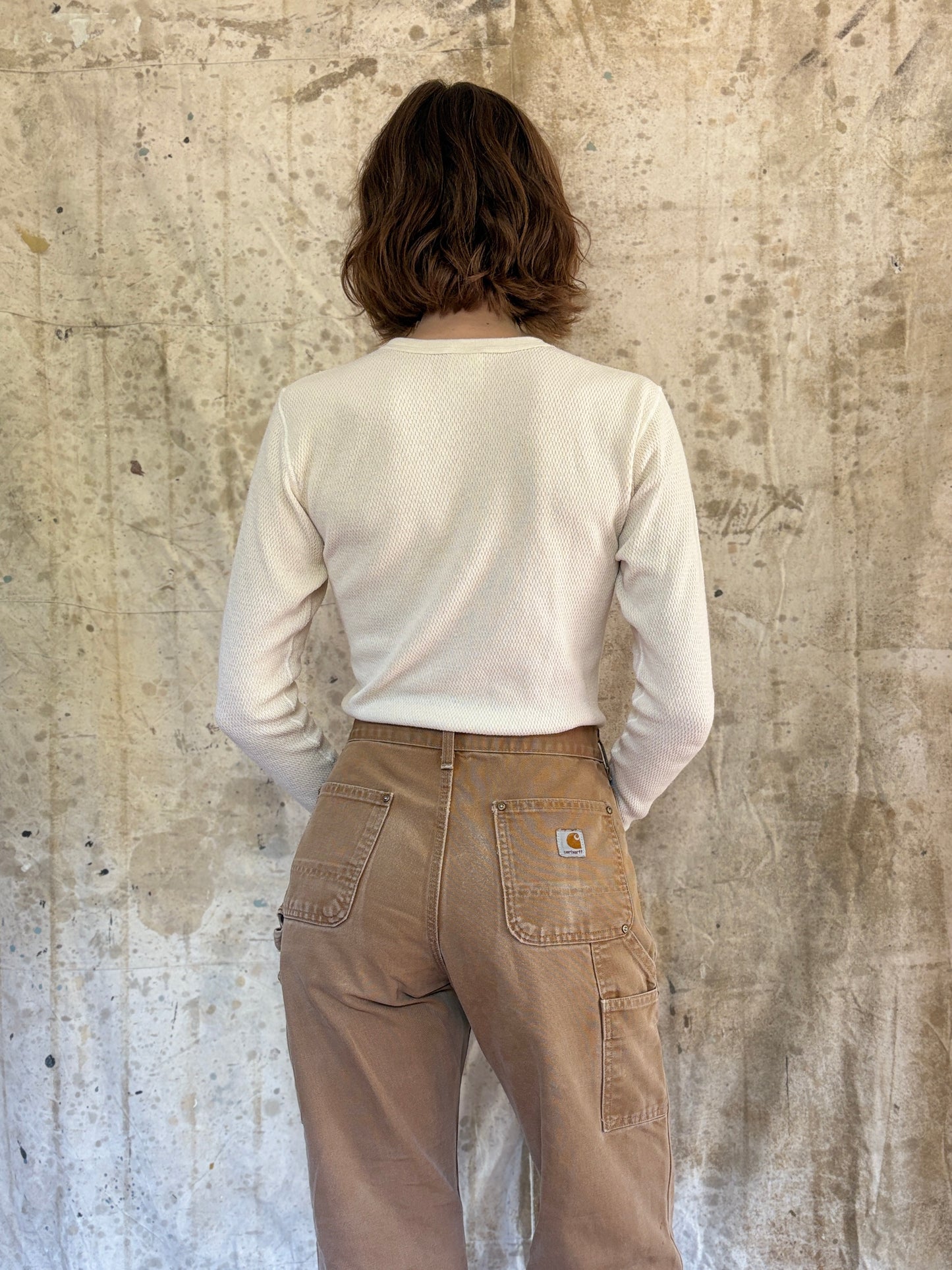 90s Blank Ecru Thermal Shirt