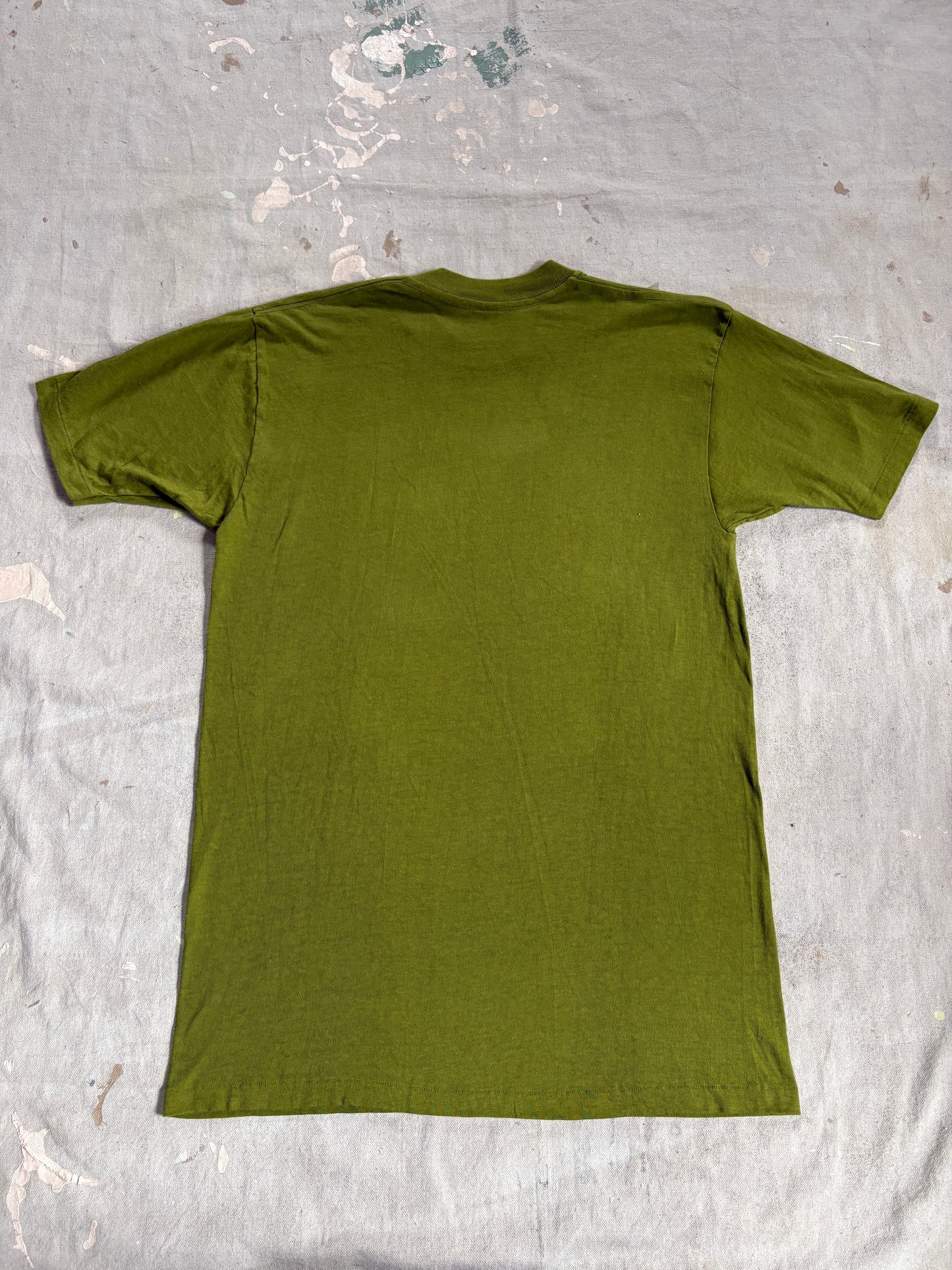 Vintage 80s Blank Avocado Green Jockey Tee