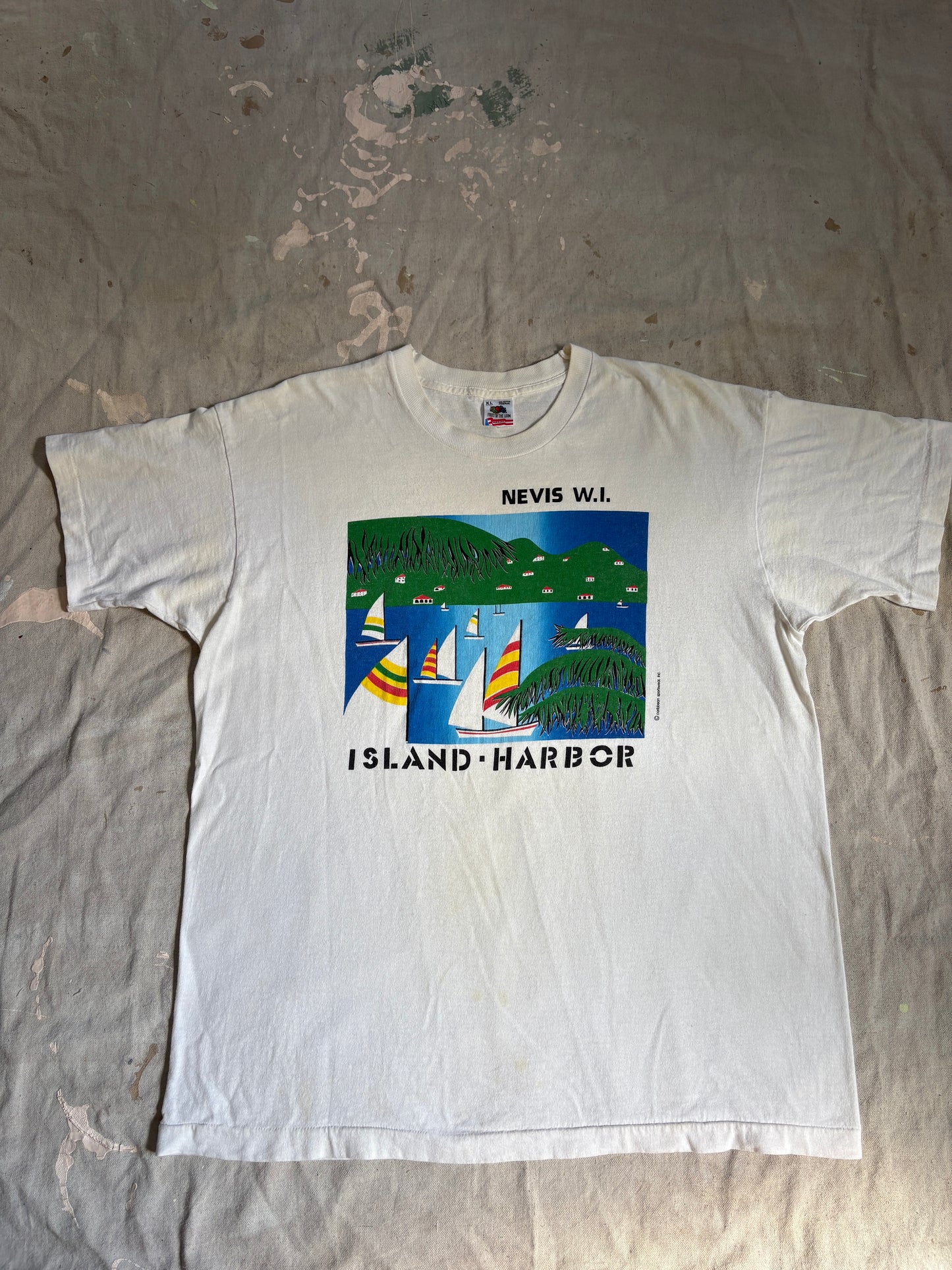 Vintage 80s Nevis WI Island Harbor Tee