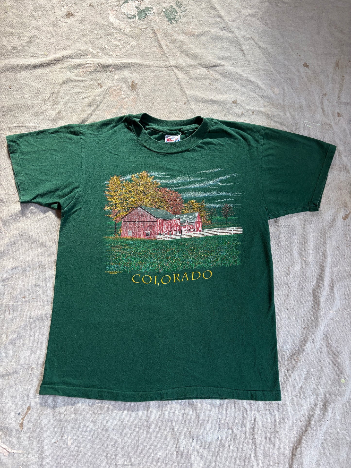 90s Green Colorado Barn Scene Tee
