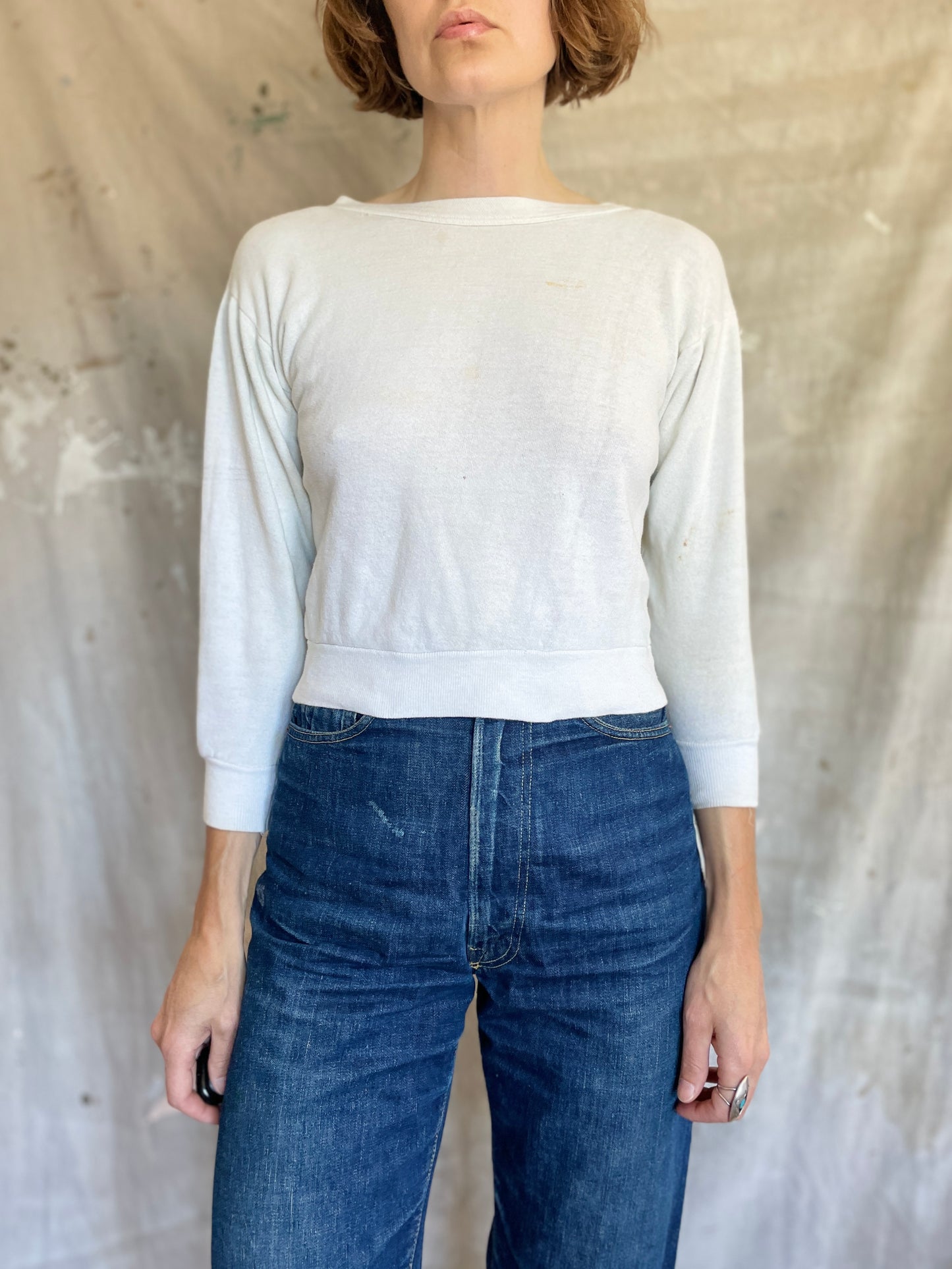 70s Blank White Sweatshirt