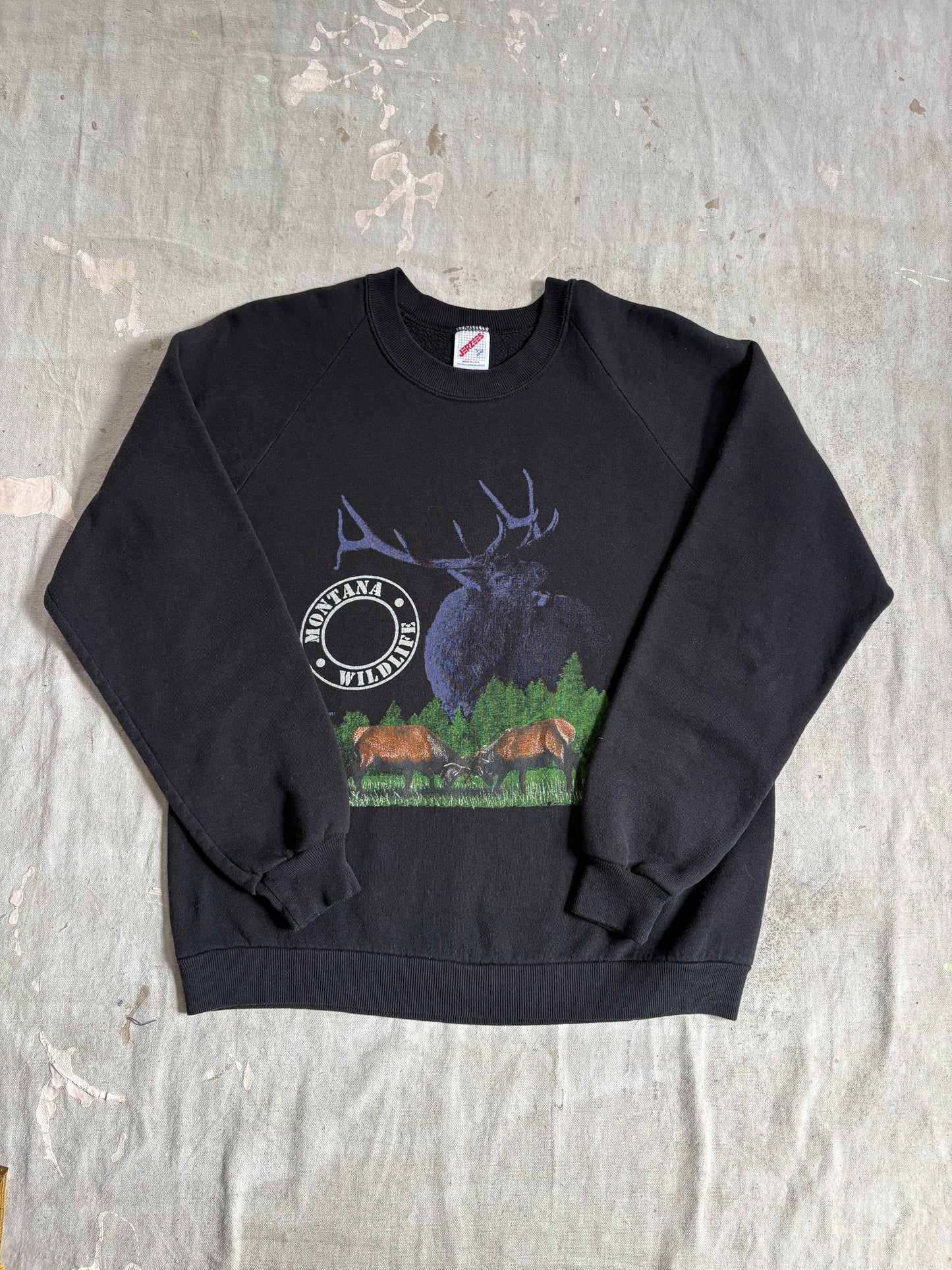 Vintage 90s Montana Wildlife Elk Sweatshirt