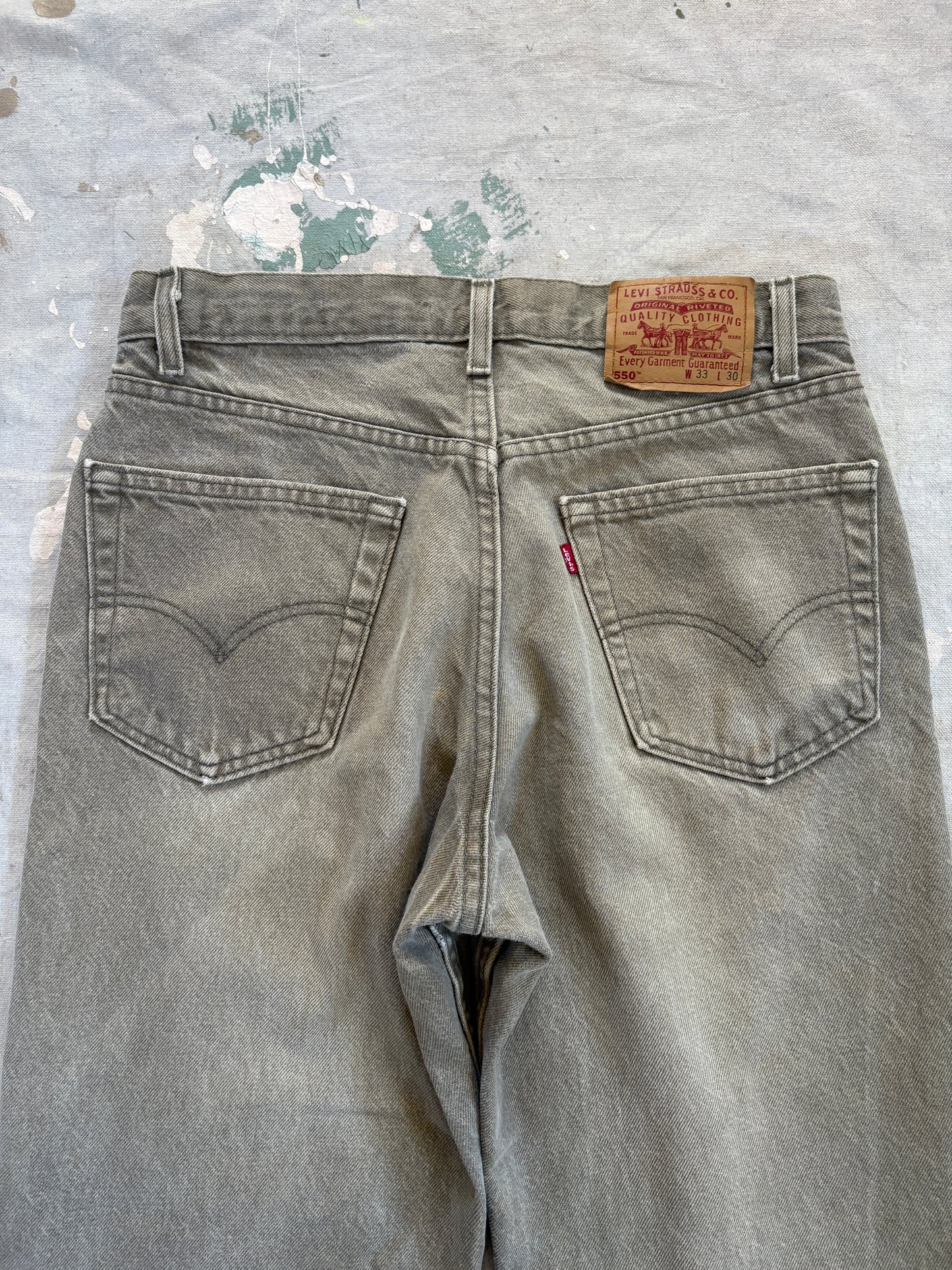 Vintage 90s Gray Green Levi’s 550 Jeans 32x30