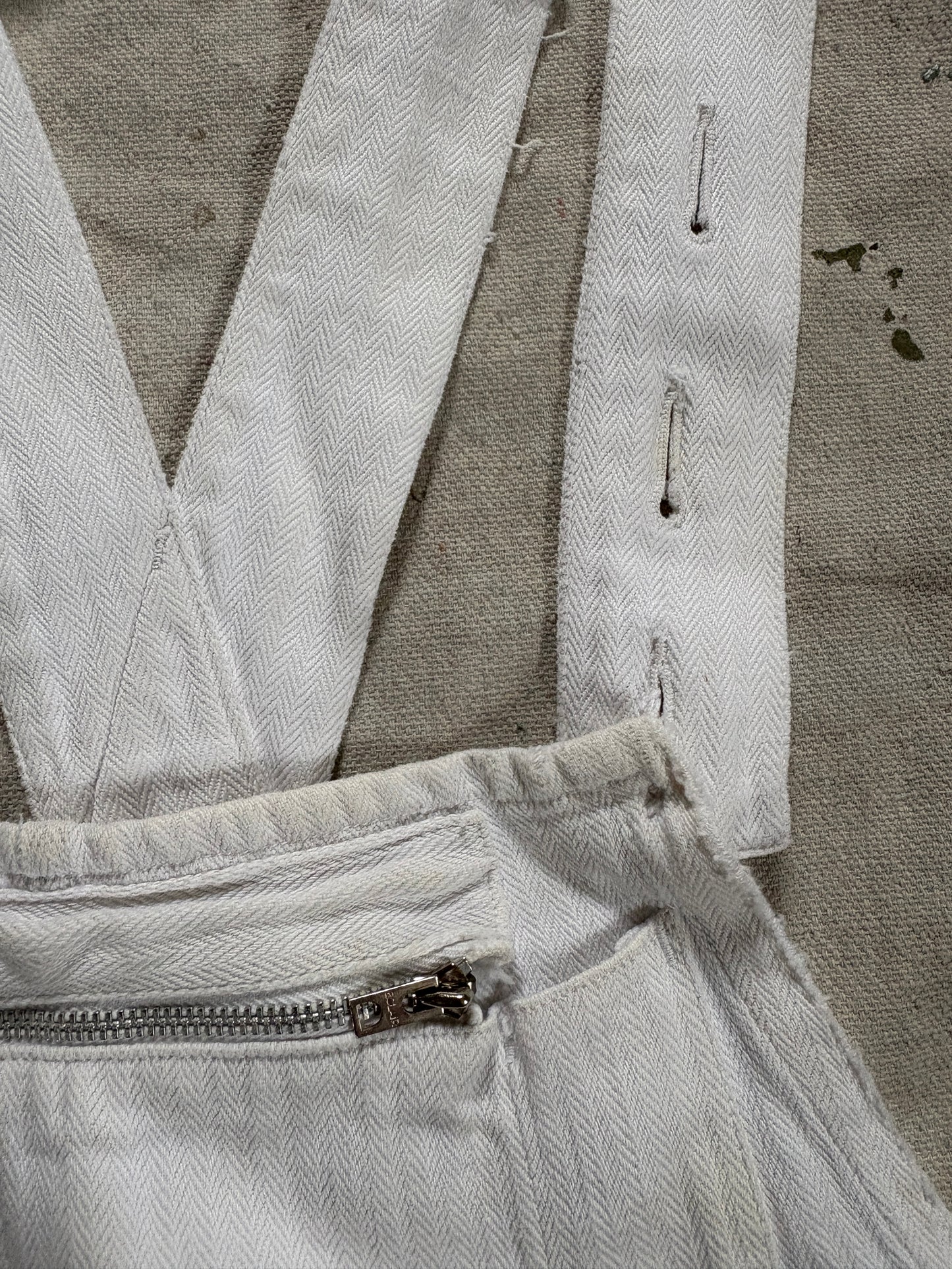 60s White HBT French Workwear Overalls