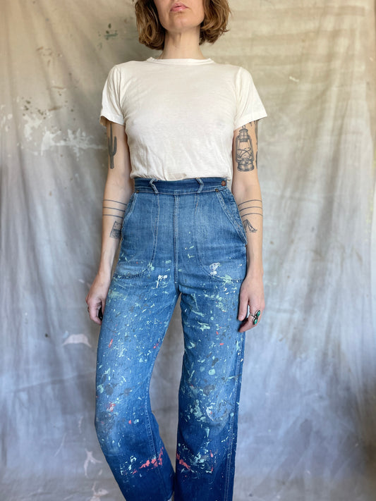 50s Paint Splatter Side Zip Jeans
