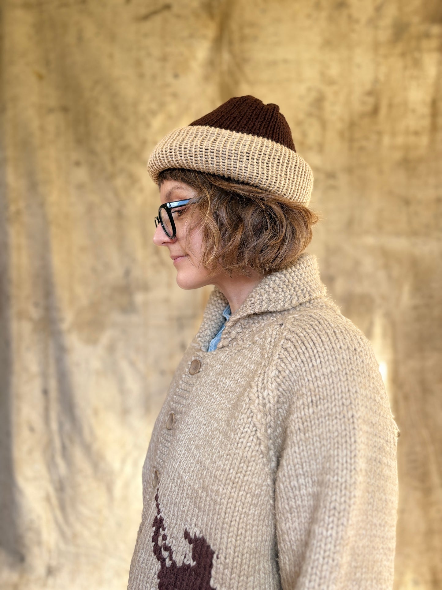 Brown And Tan Reversible Beanie