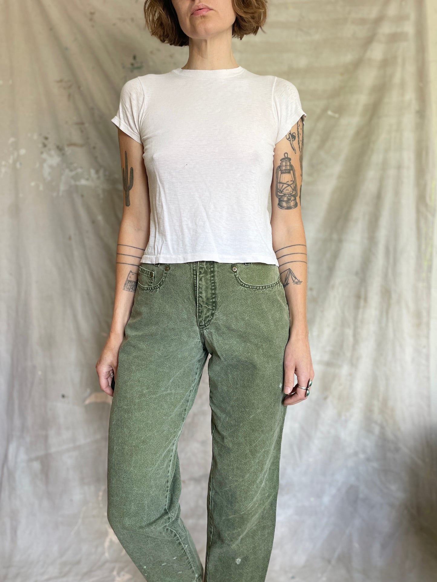 90s Olive Green Tapered Jeans