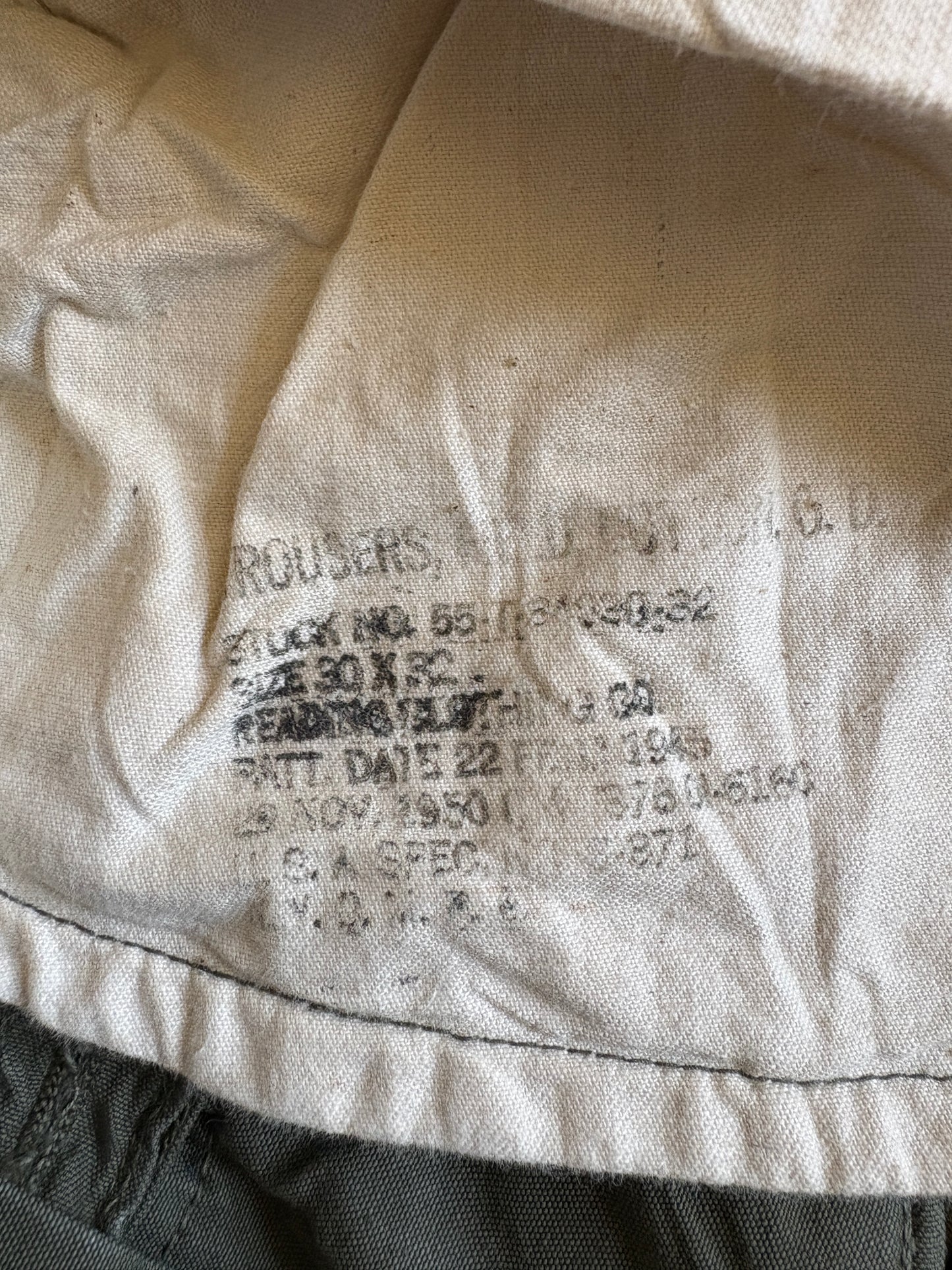 Vintage 50s US Military Cotton Field Trousers Pants
