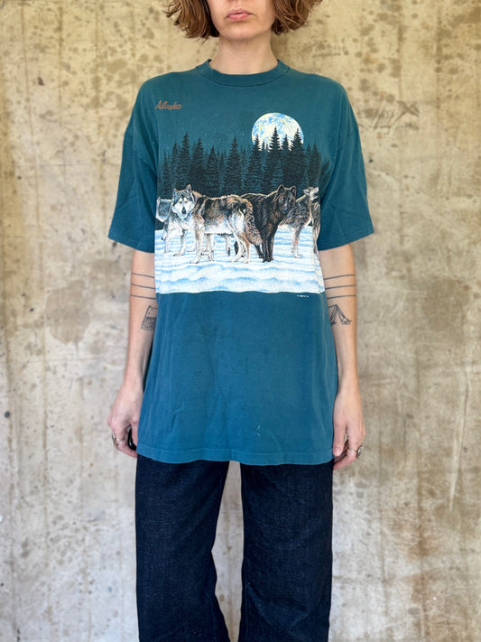 90s Signal All Over Print Alaska Wolves Tee