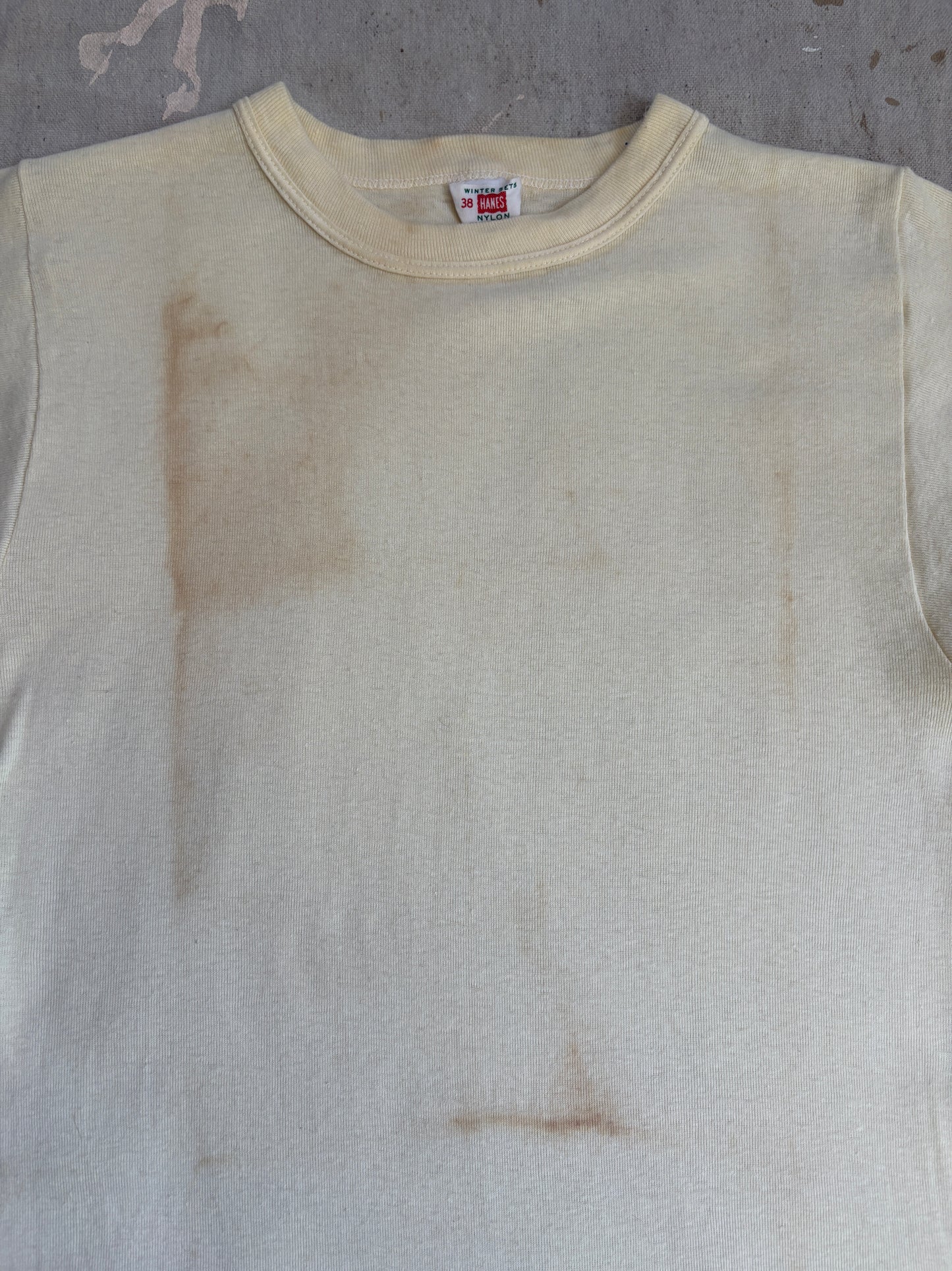 Vintage 60s Blank Off- White Hanes Tee
