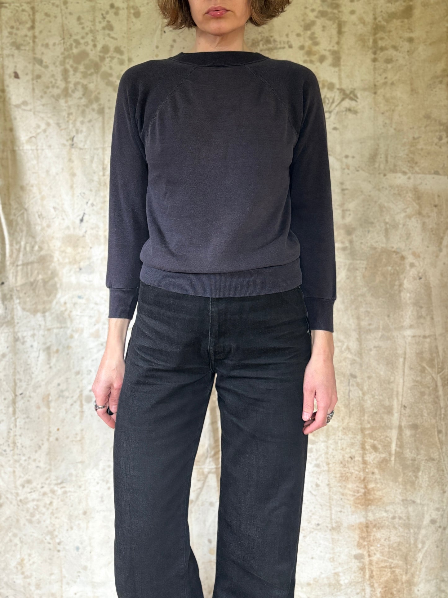 Vintage 80s Faded Black Blank Sweatshirt