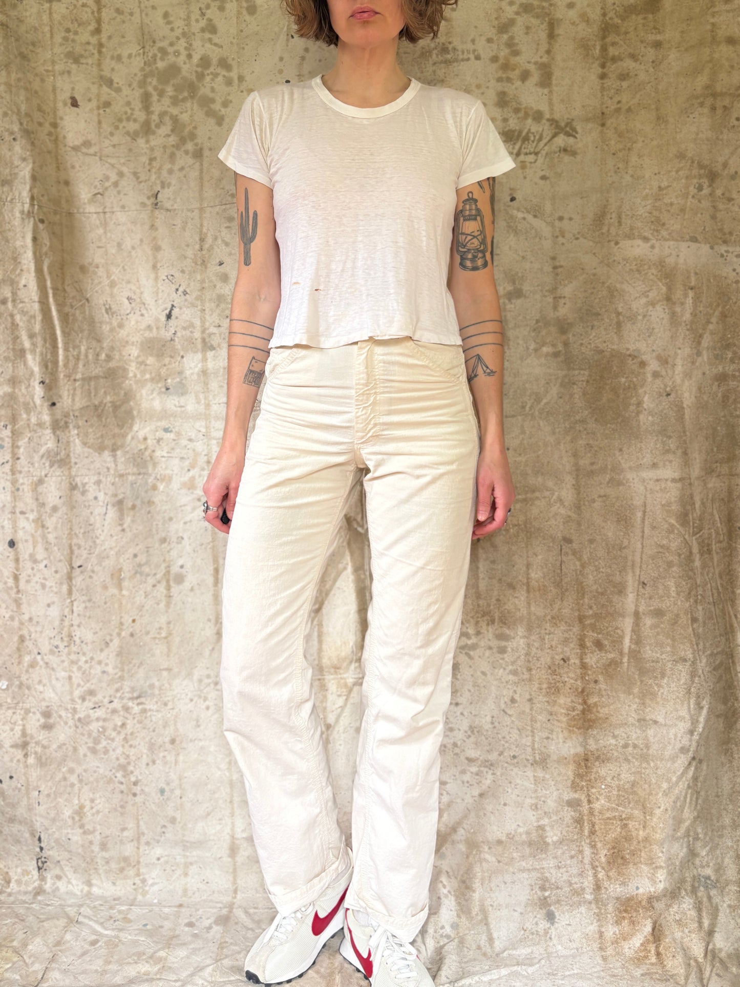 Vintage 70s Ecru Lee Painter Pants