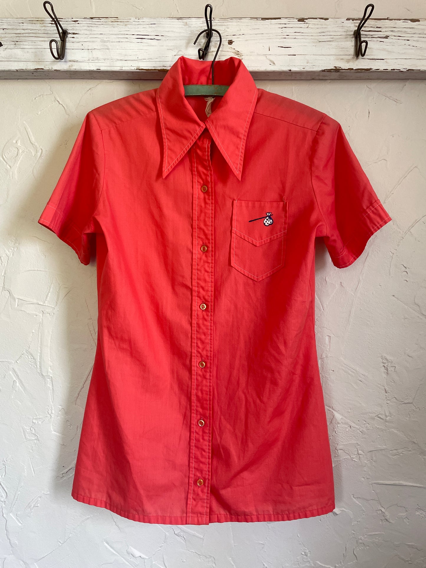 70s Coral Button Down Shirt