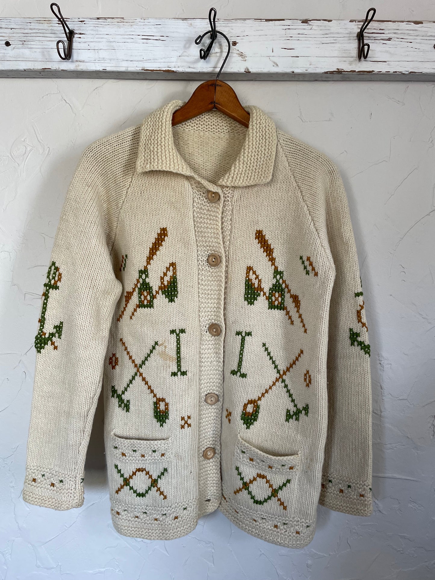 70s Fishing Theme Cardigan Sweater