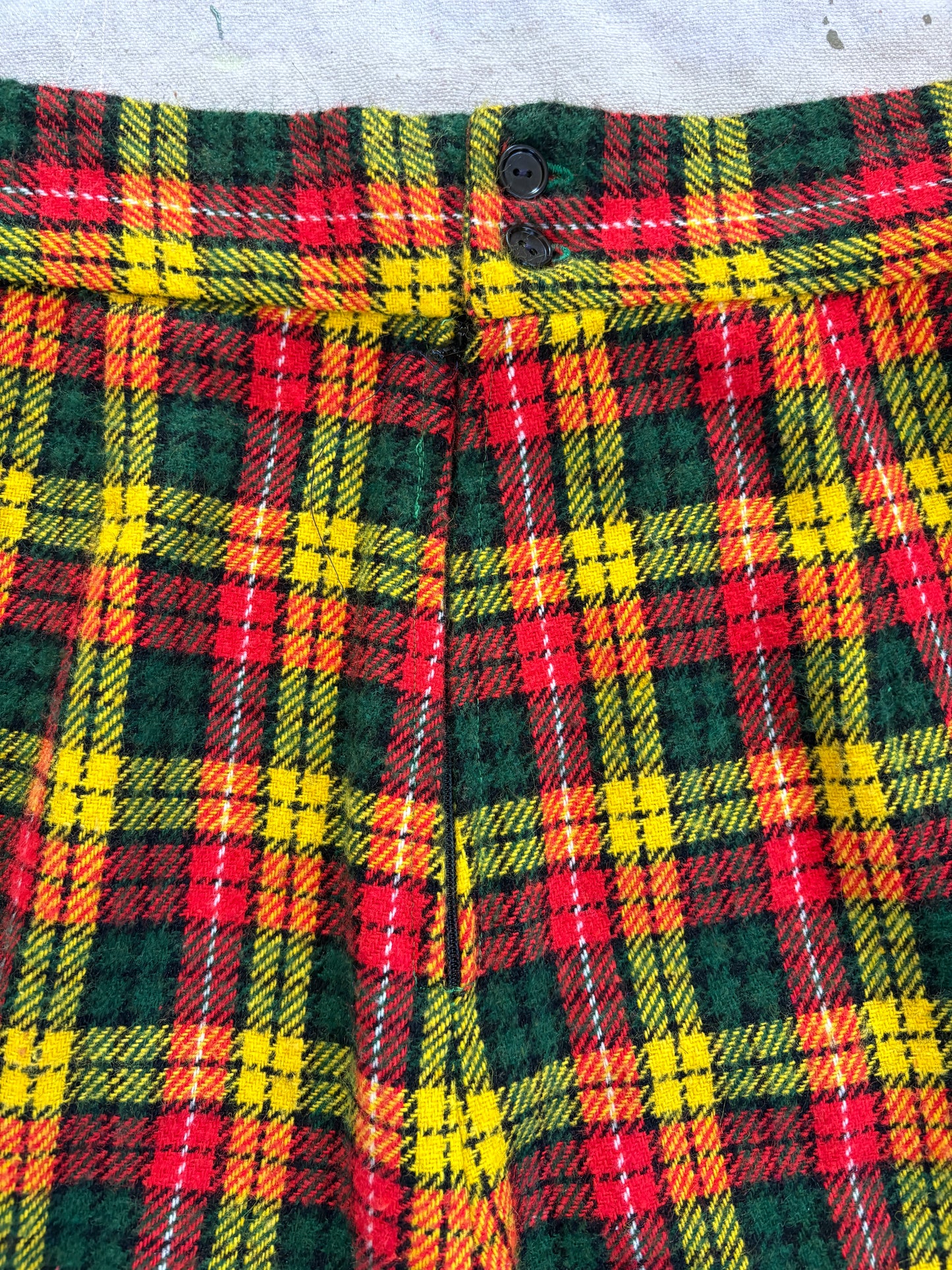 Vintage 70s/80s Handmade Plaid Vest Wide Leg Pants Set