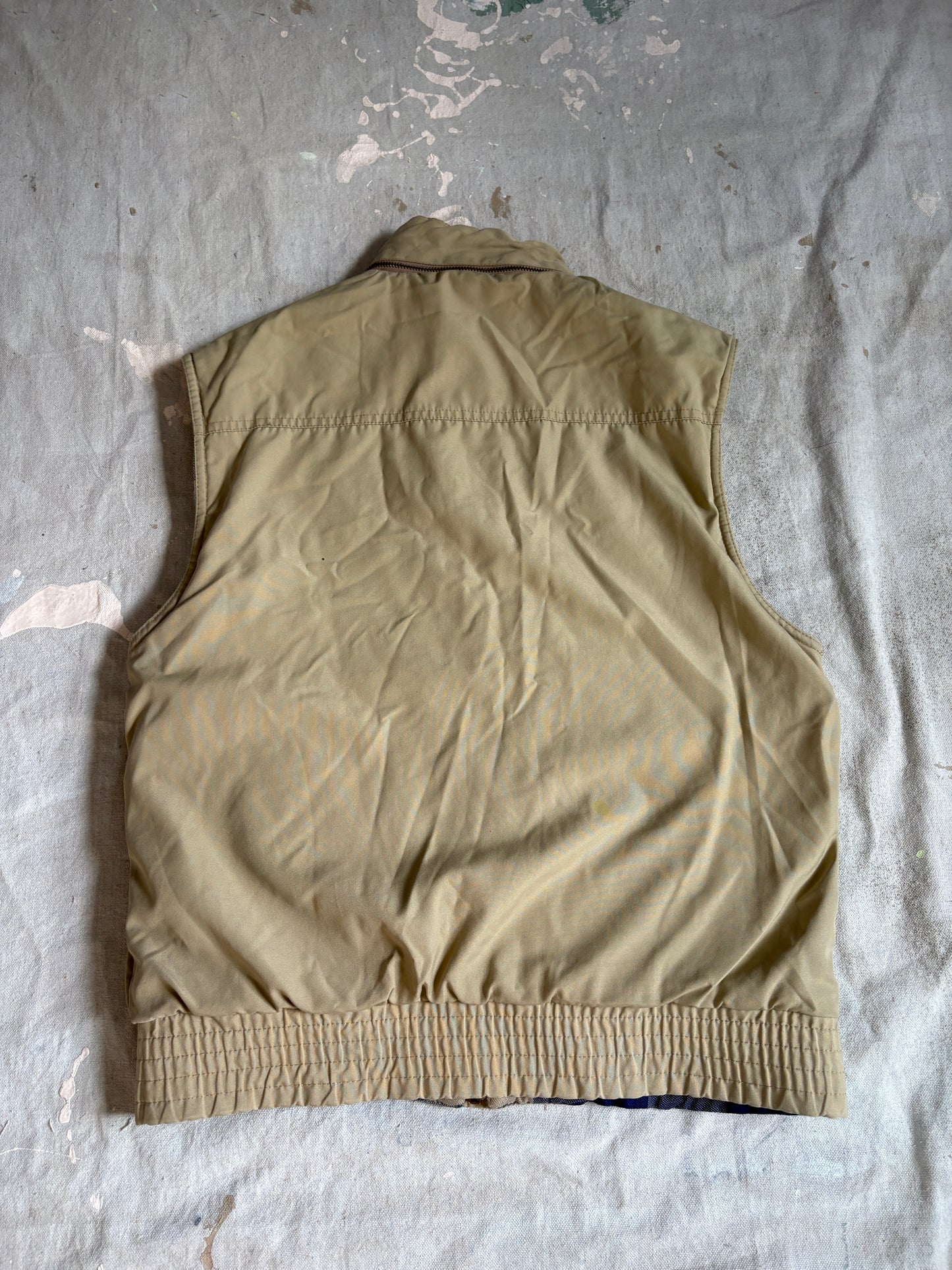 80s Reversible Gingham Blue Tan Vest