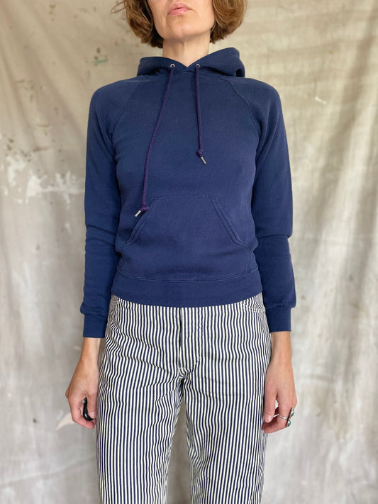 80s Blank Navy Blue Hoodie