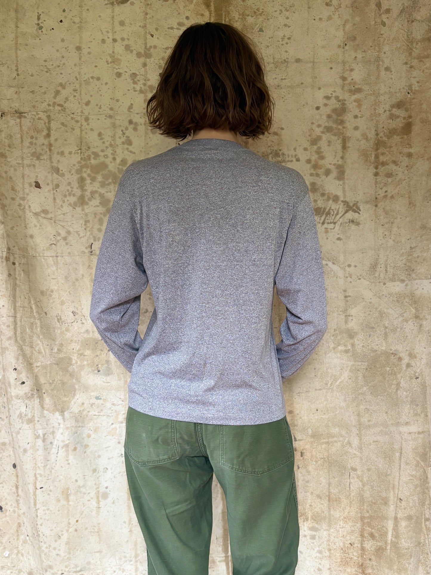 90s Blank Gray Pocket Tee Long Sleeve