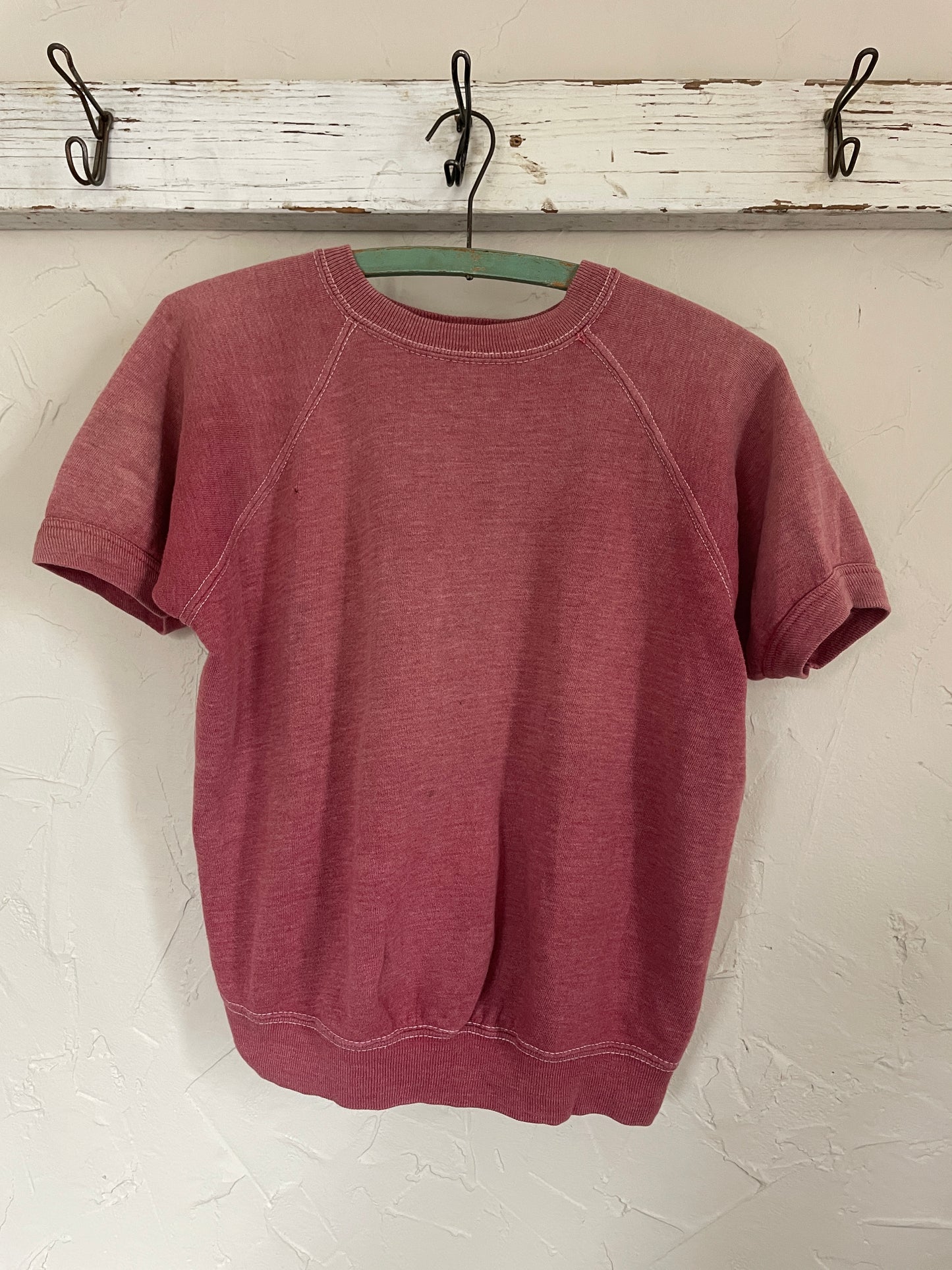 70s Blank Pink Short Sleeve Sweatshirt