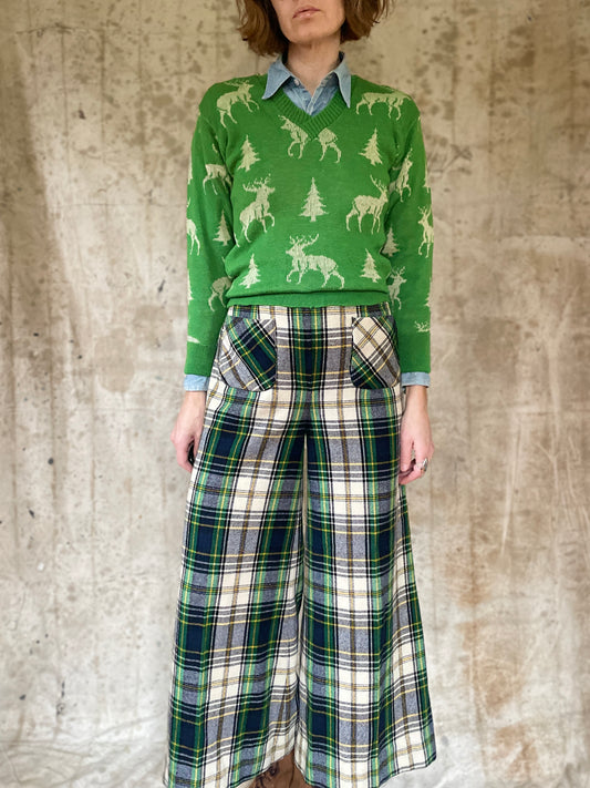 70s Wide Leg Plaid Pants