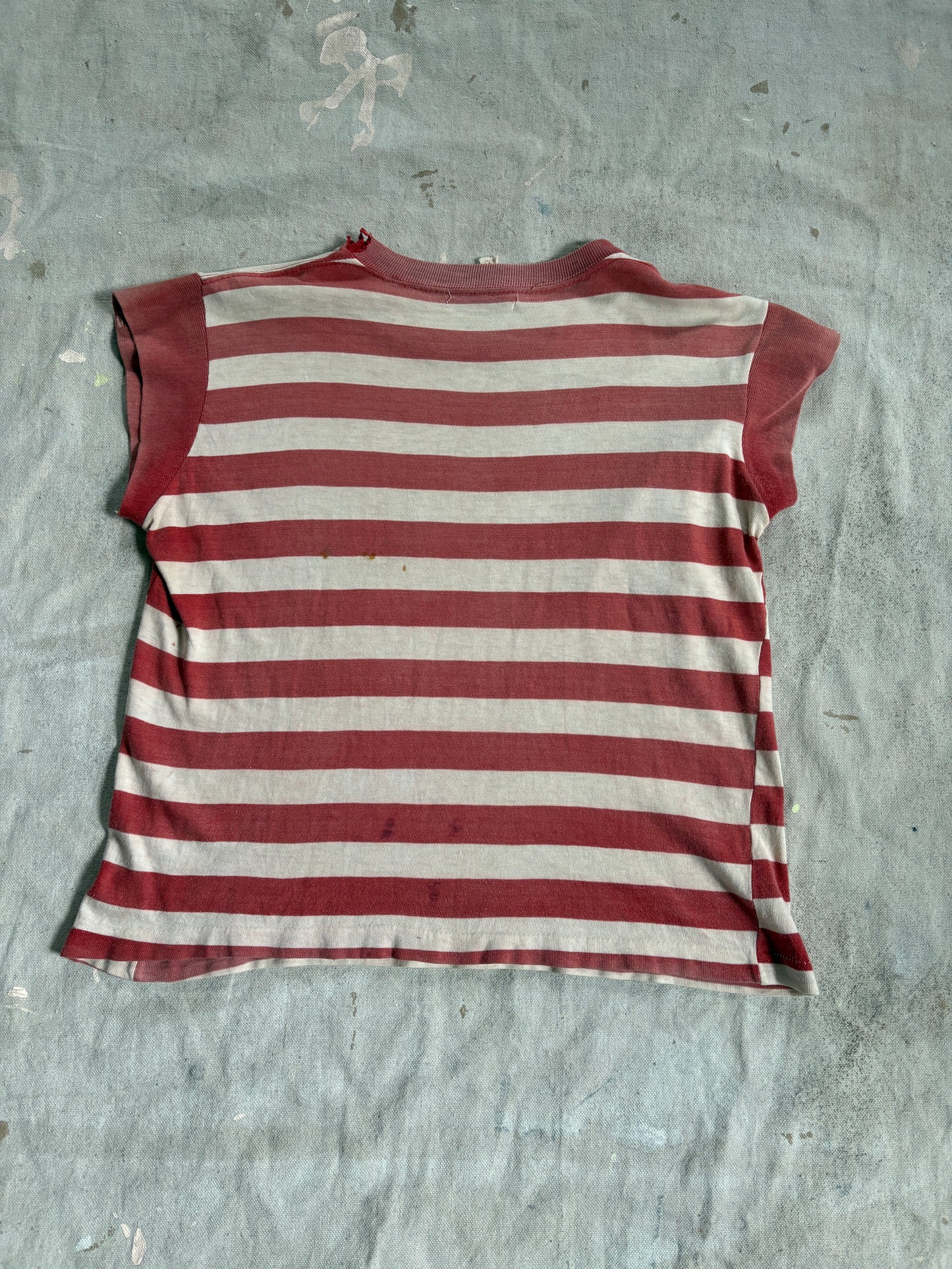 Vintage 50s Faded Red And White Stripe Tee