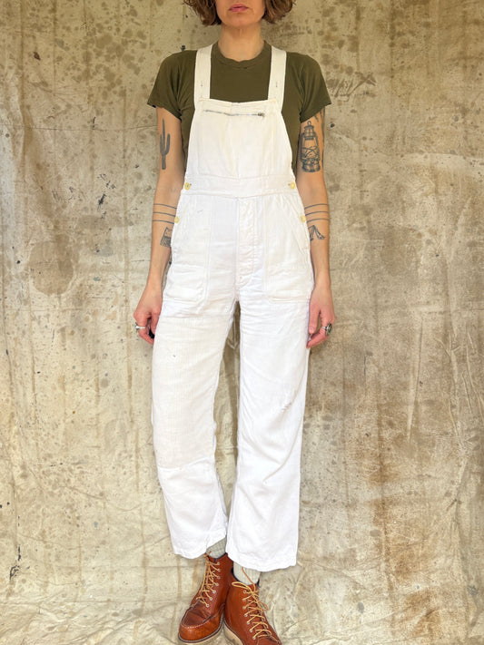 60s White HBT French Workwear Overalls