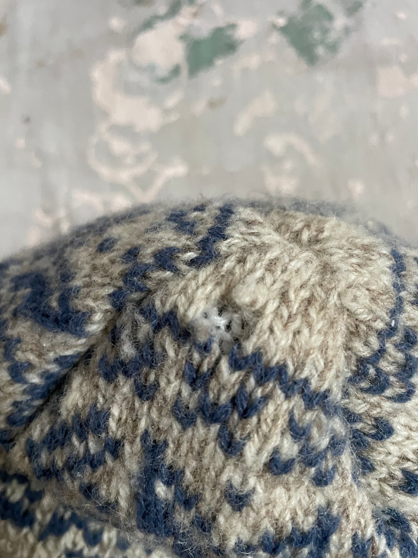 90s Oatmeal And Blue Snowflake Hat