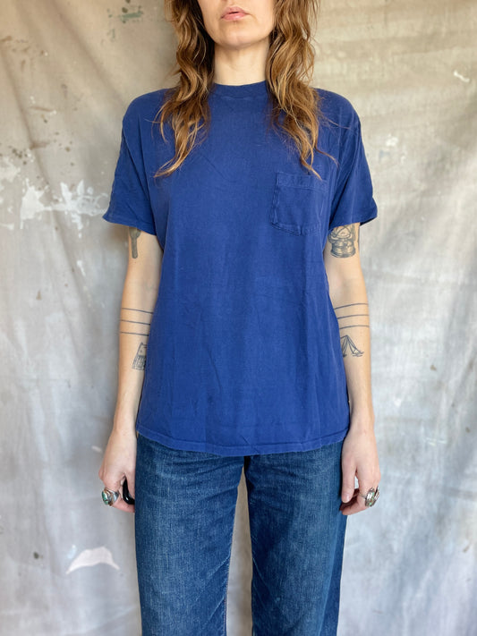 80s Blank Blue Pocket Tee