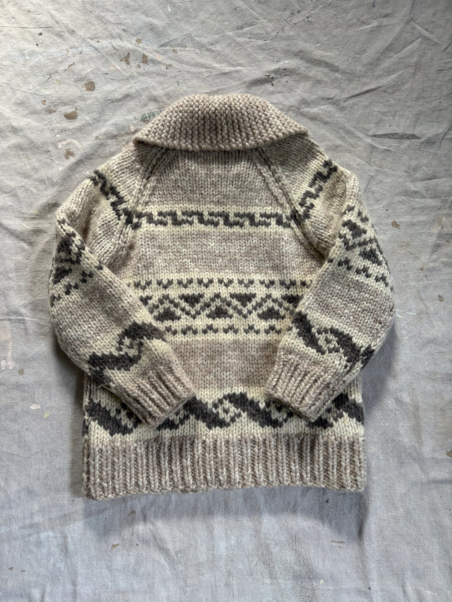 60s Hand Knit Cowichan Style Sweater