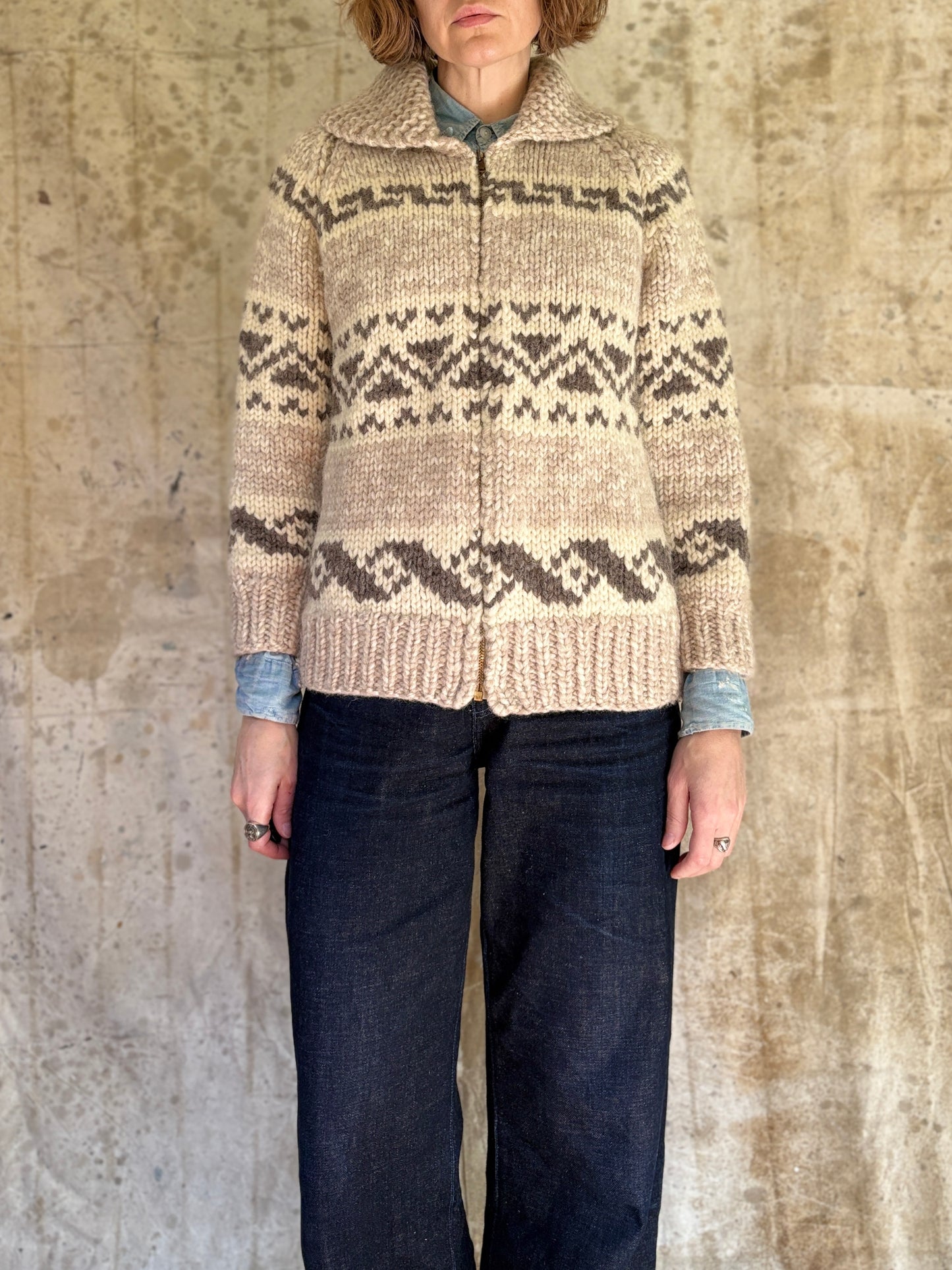 60s Hand Knit Cowichan Style Sweater