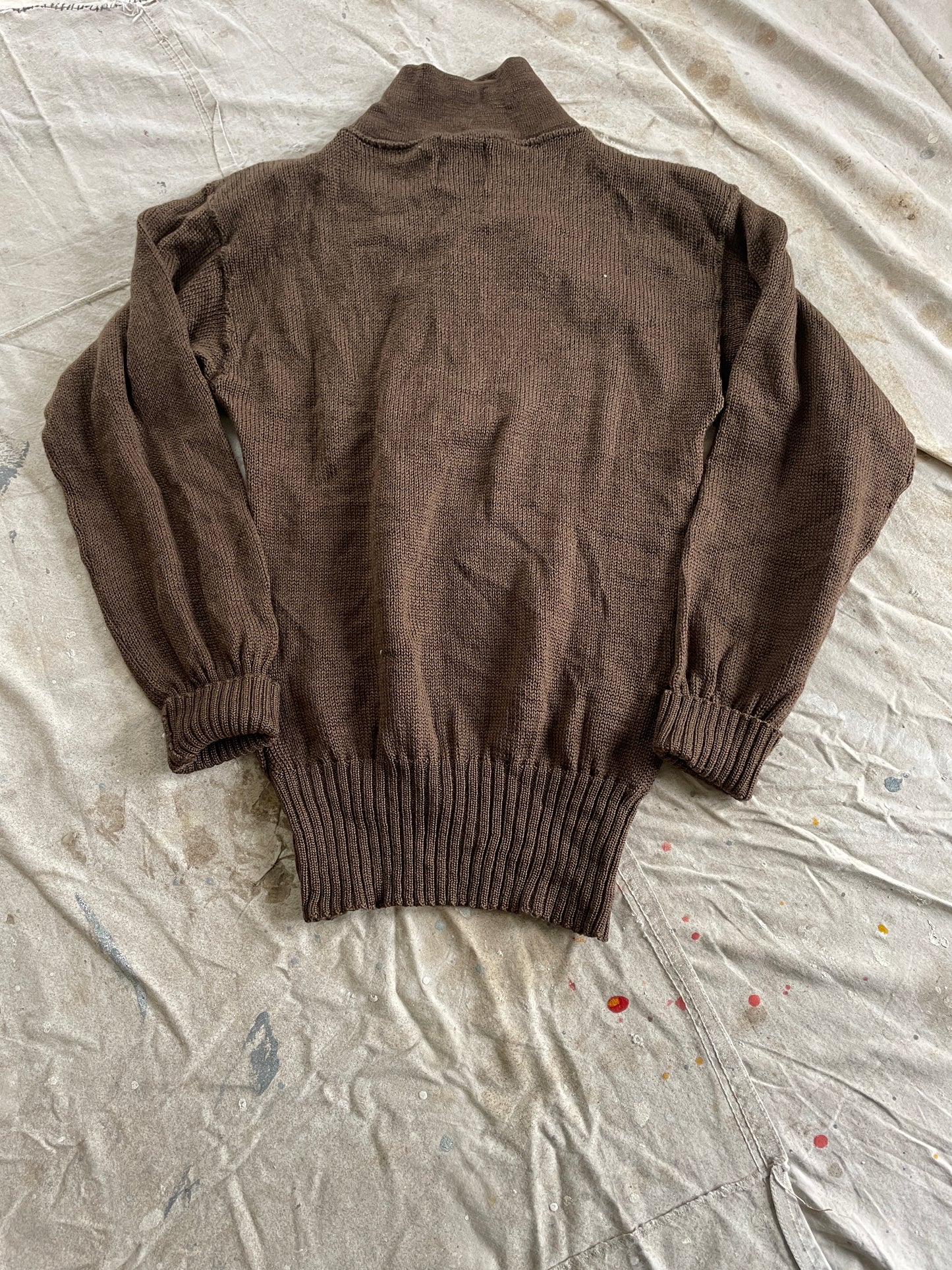 80s Military Wool Henley Sweater