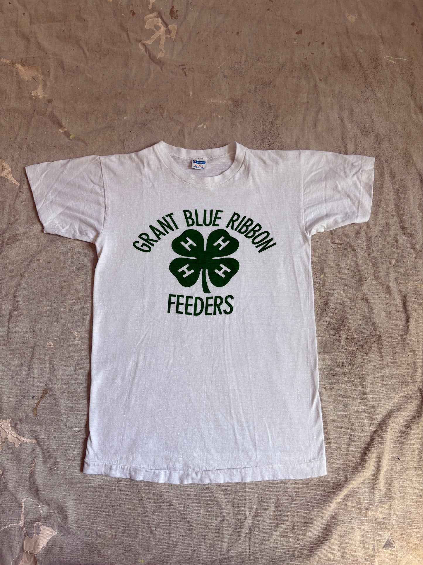 70s Champion Blue Bar 4H Grant Blue Ribbon Feeders Tee