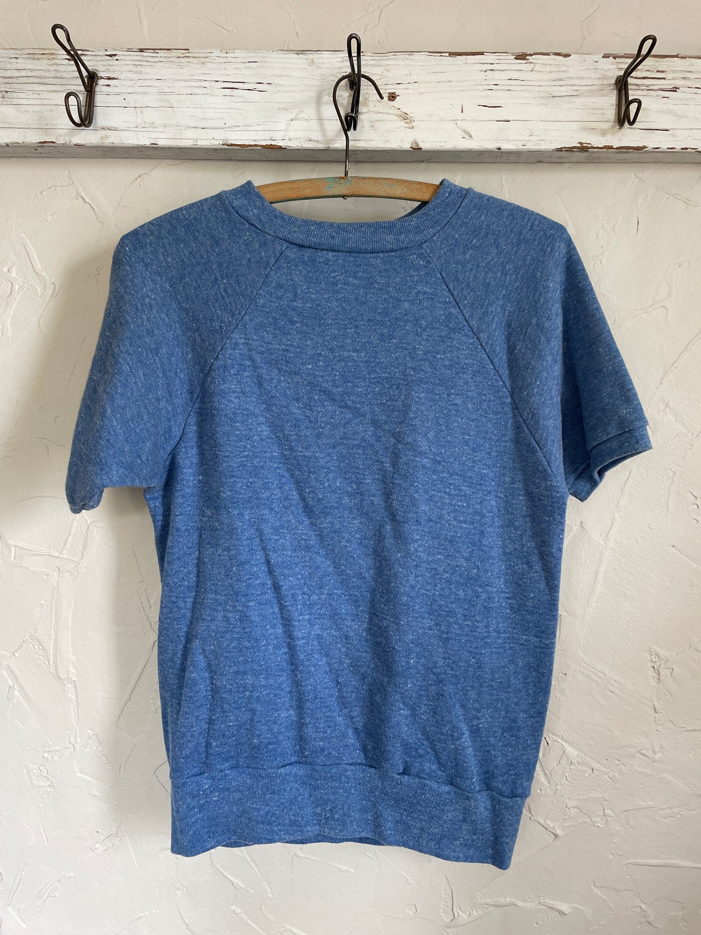 70s Blank Blue Short Sleeve Sweatshirt