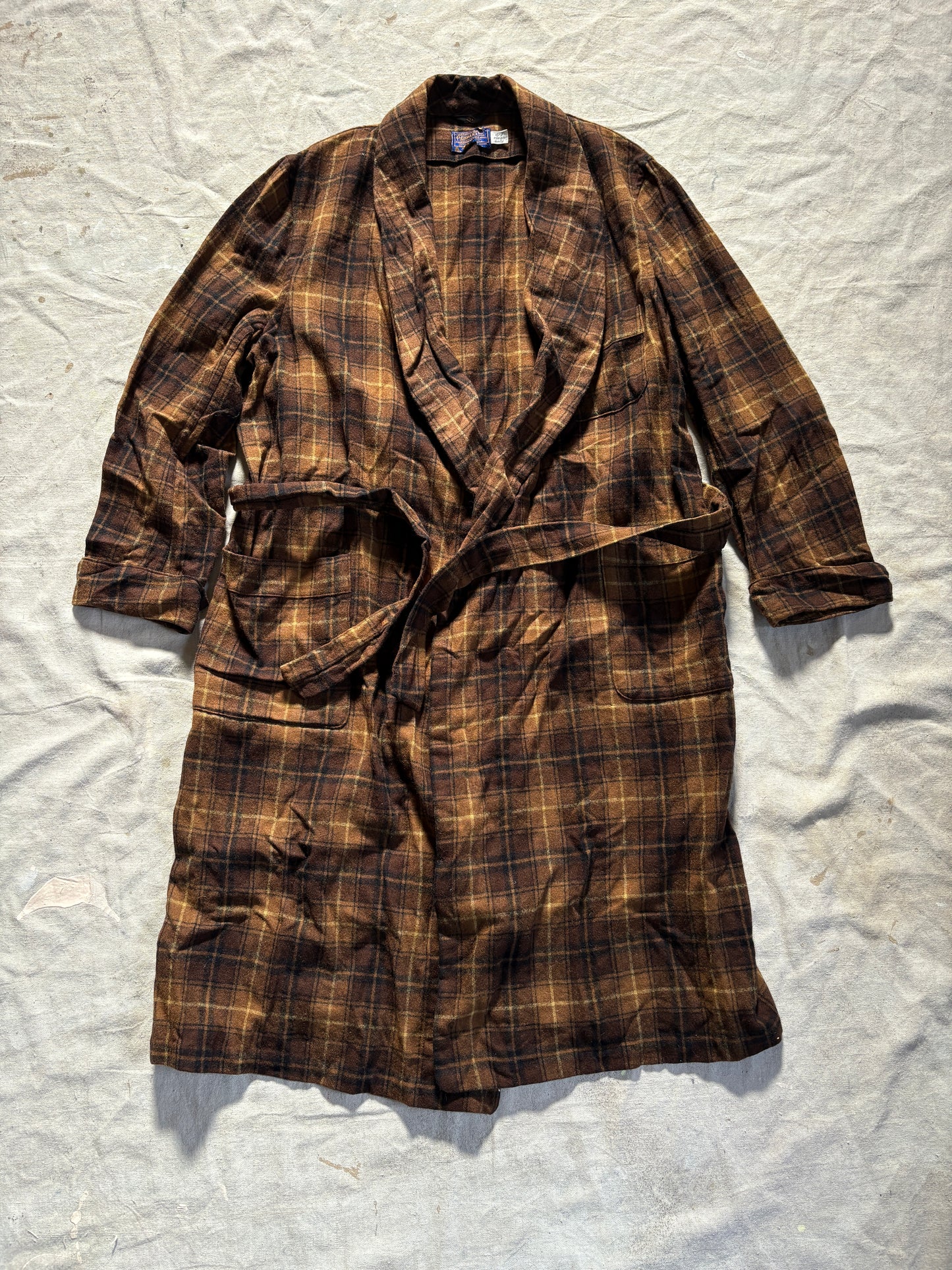 60s/70s Pendleton Brown Plaid Robe