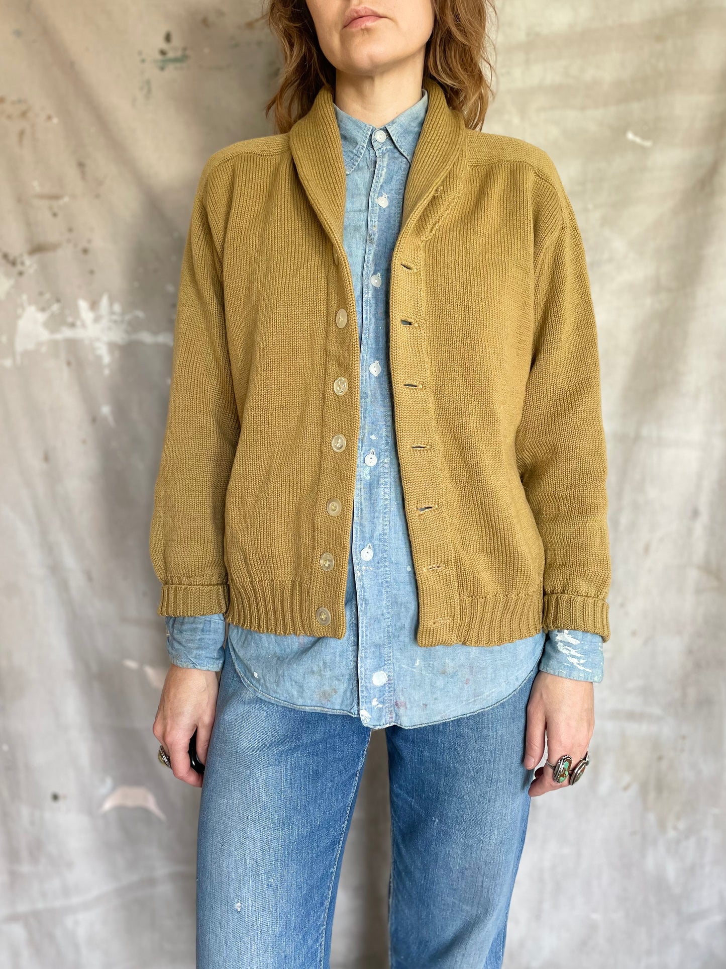80s Shawl Collar Cardigan Sweater