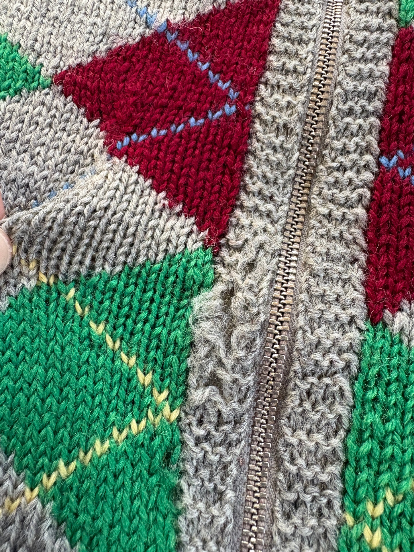 Vintage 40s/50s Argyle Knit Cardigan
