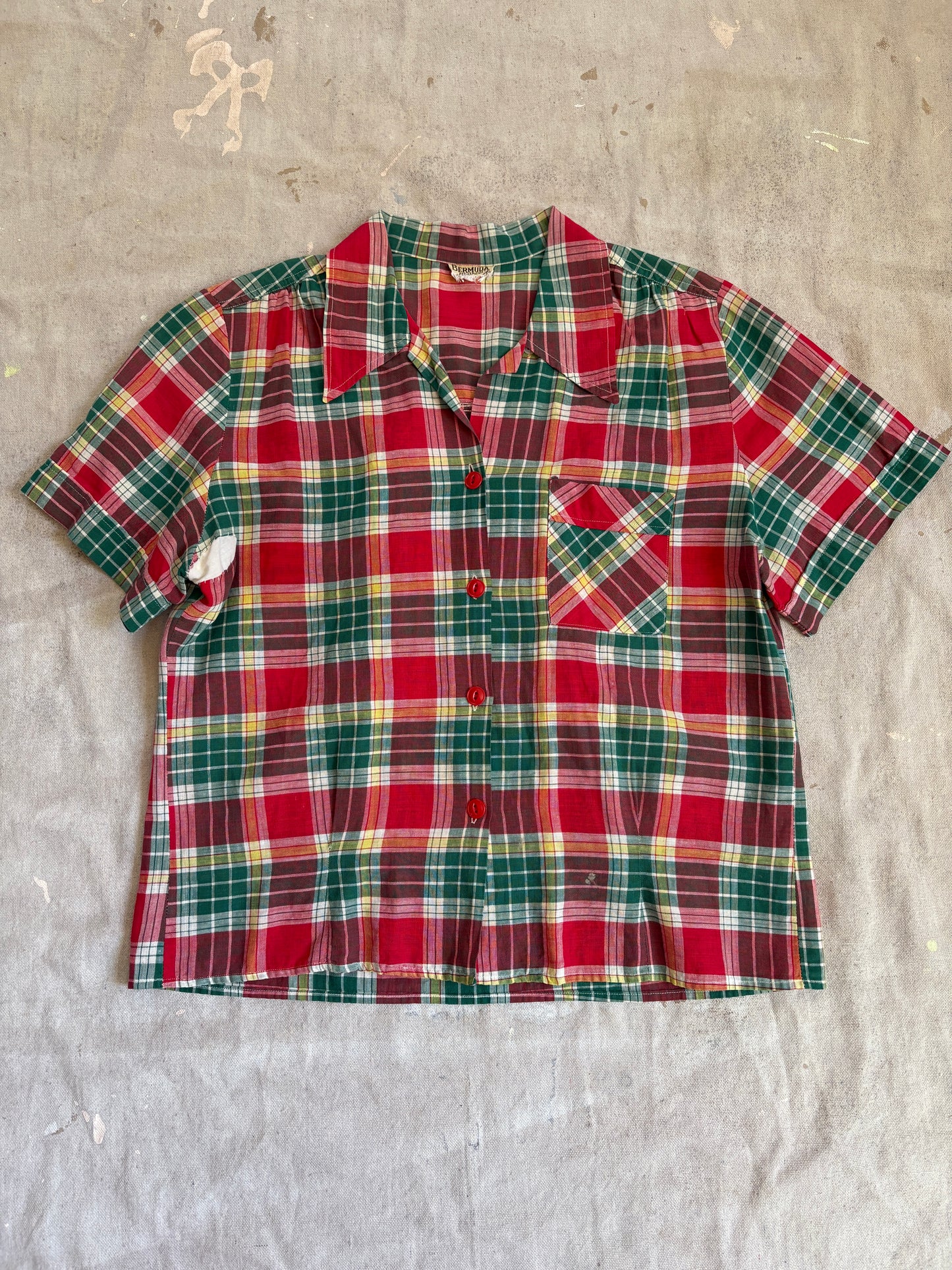 50s Bermuda Plaid Blouse