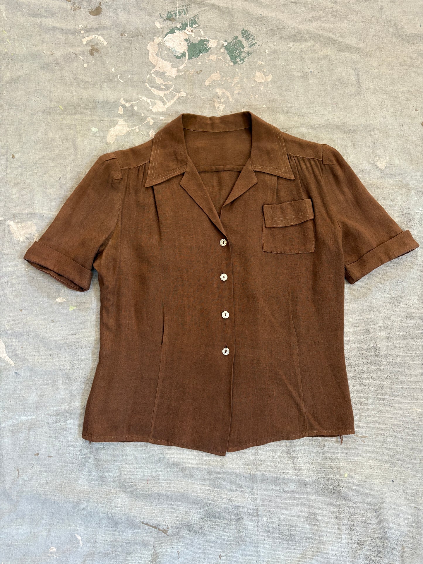 Vintage 40s Brown Blouse