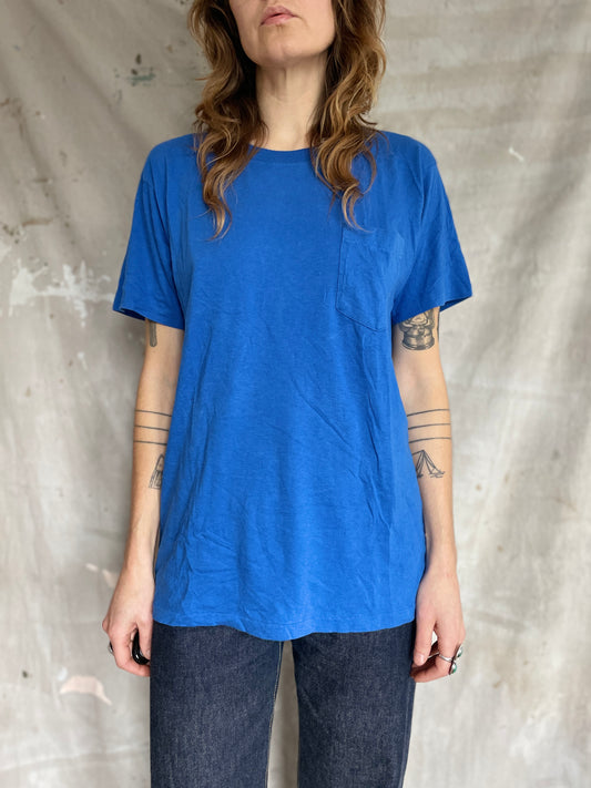 80s Blank Blue Pocket Tee