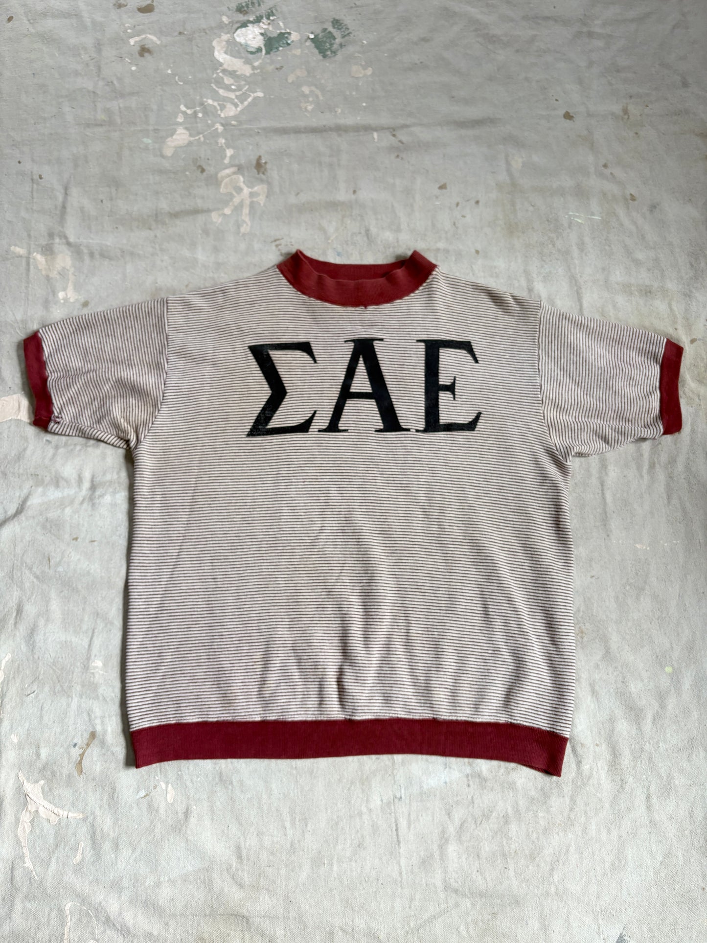 70s Sigma Alpha Epsilon Micro Stripe Short Sleeve Sweatshirt