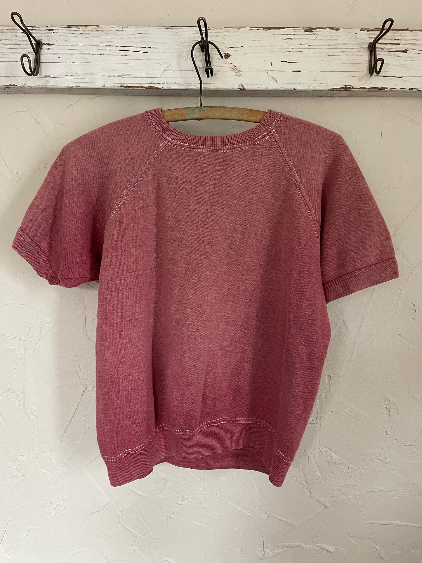 70s Blank Pink Short Sleeve Sweatshirt