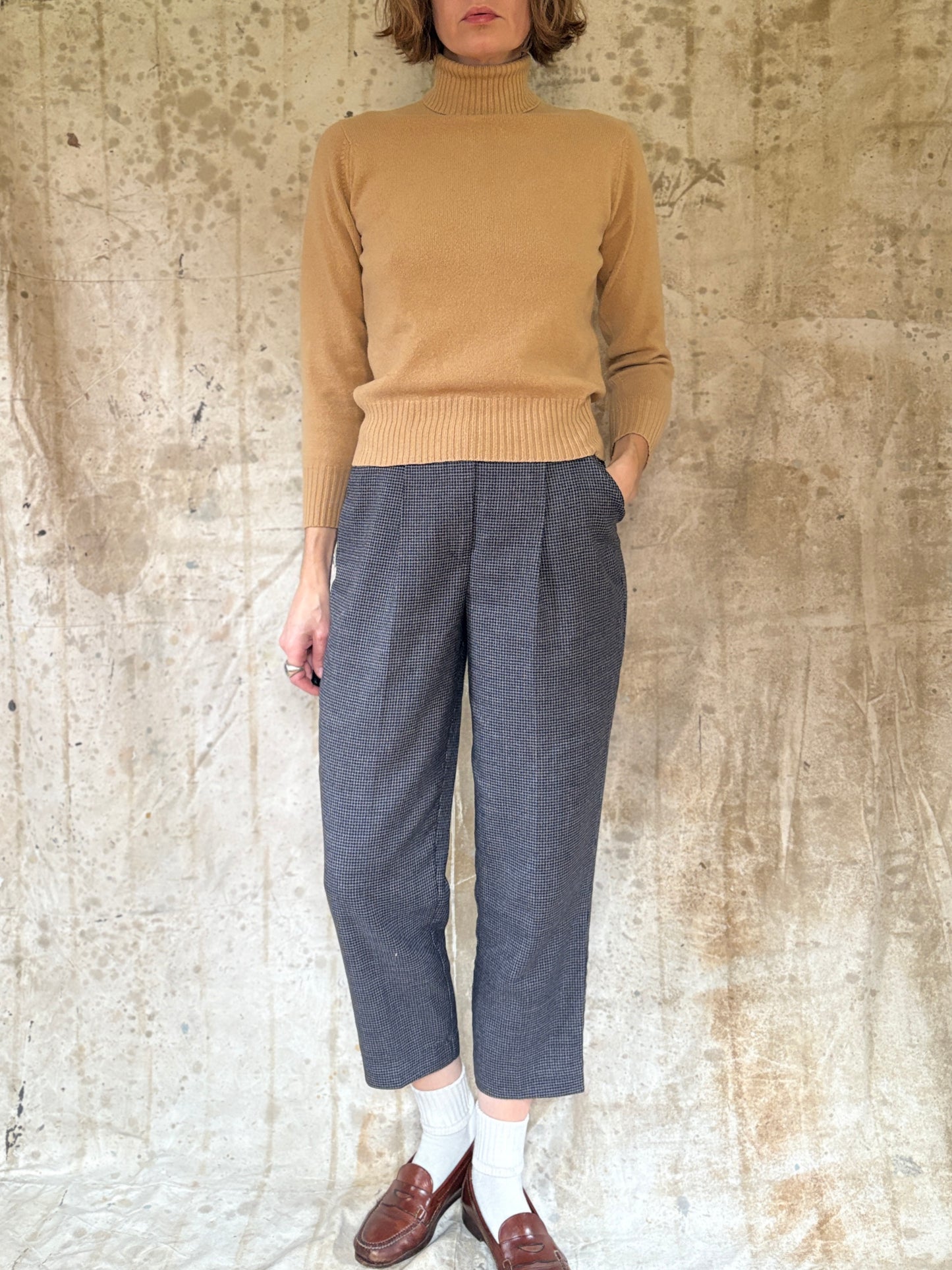 90s Pleated Houndstooth Slacks